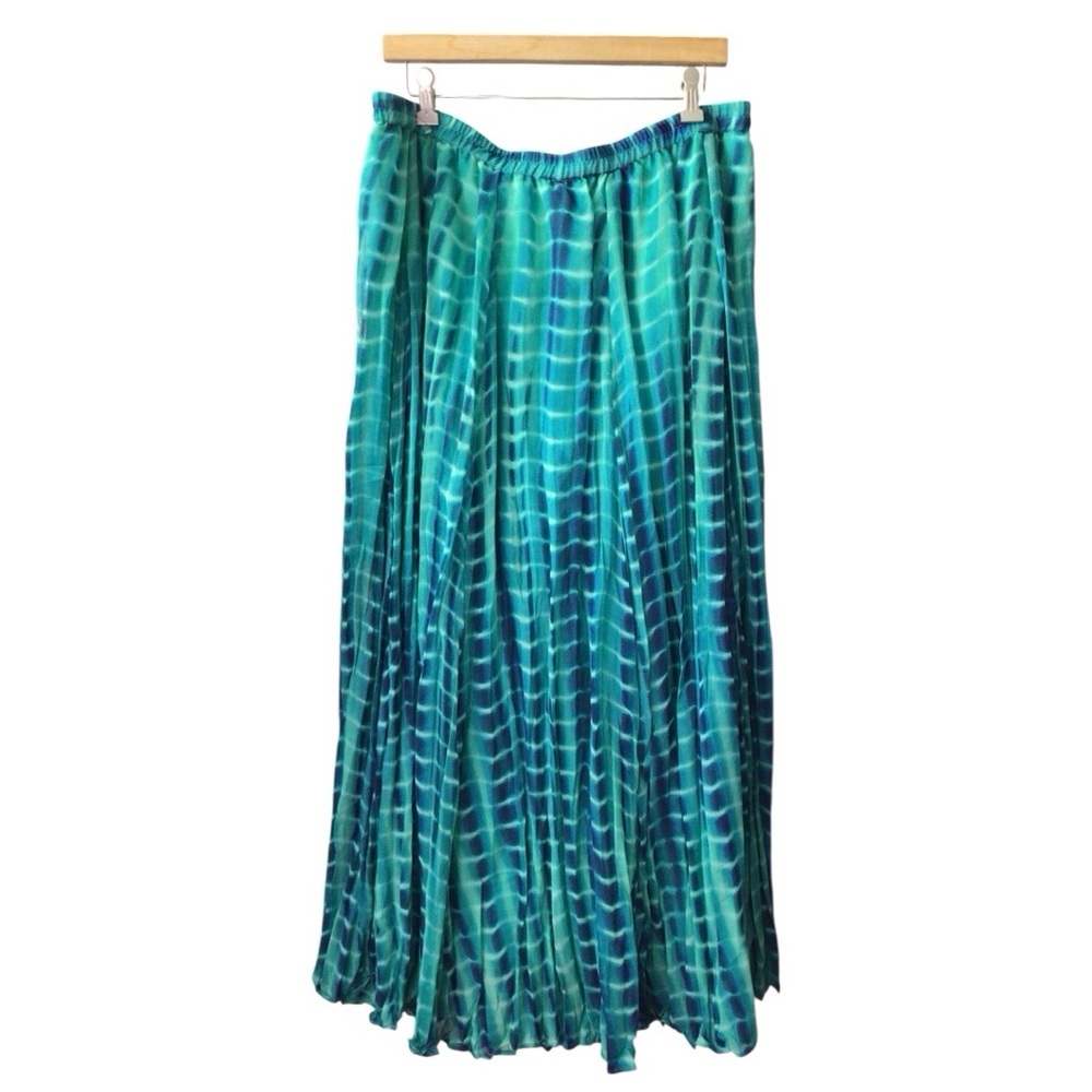 Elegant Blue-Green A-Line Maxi Skirt size L